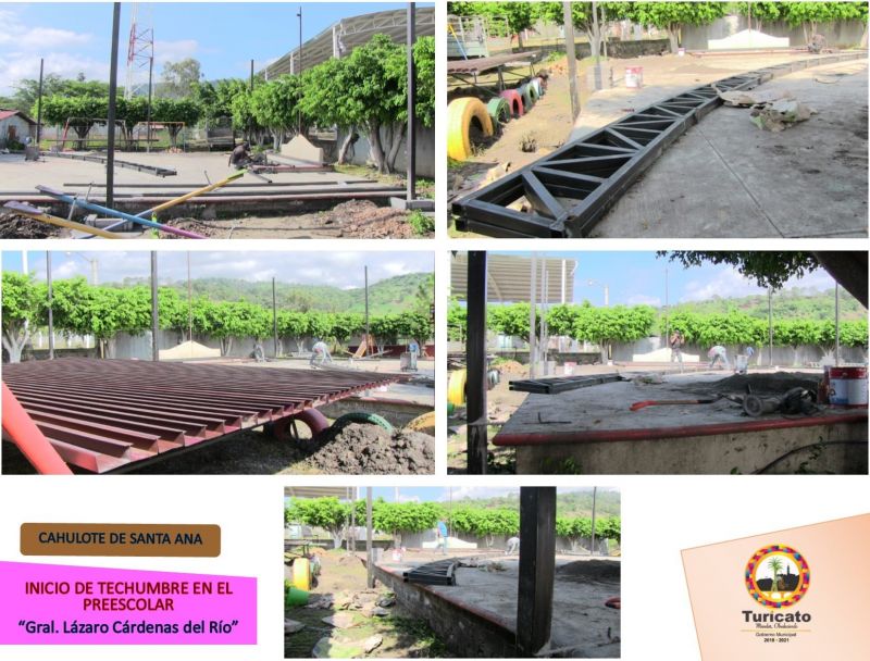 Iniciaron los trabajos de la construcción del techumbre en el Jardín de niños "Gral. Lázaro Cár